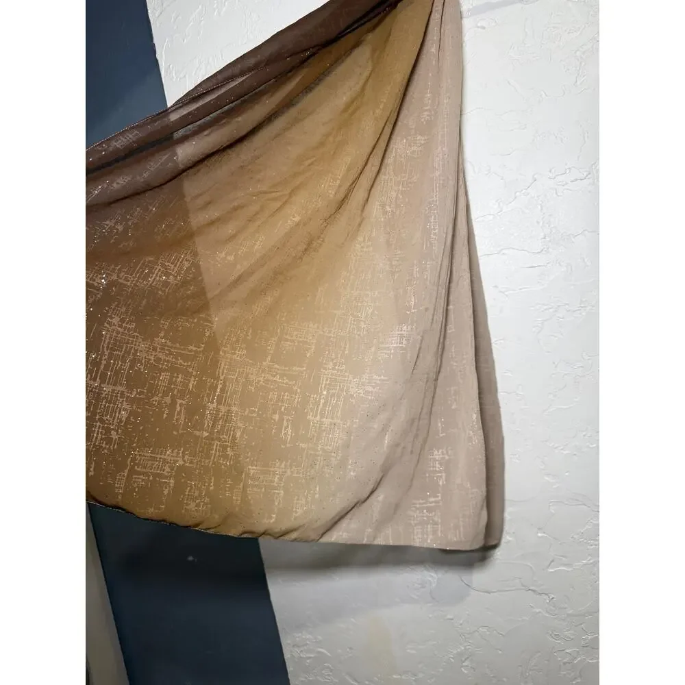 Womens sparkly brown neutral ombre scarf fairy grunge gobblincore broomstick y2k